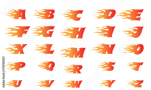 A to Z Fire logo Icon Alfabate letter fire logo design in a beautiful red and yellow gradient. Flame icon lettering concept vector illustration.