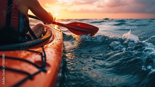 close up kayaking in the sea. Vacation concept. Outdoor activity 