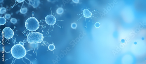 Bacteria on a blue background world cancer day concept. World Cancer Day Concept with Cells