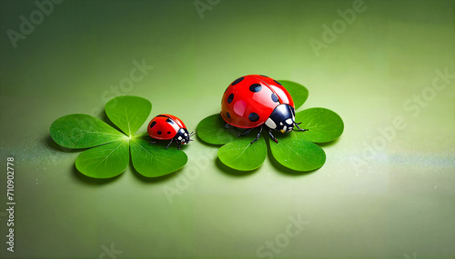 Lucky charm ladybug and four-leaf clover