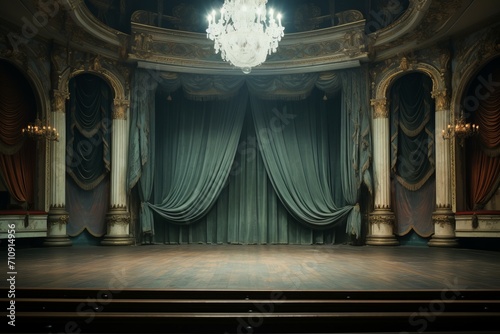 A deserted opera theatre stage, waiting for a performance