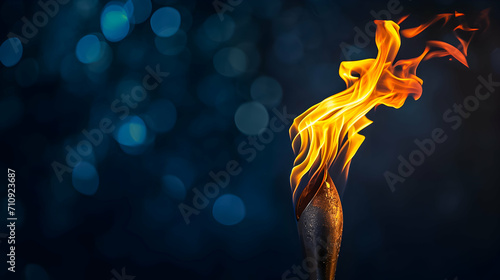 Background with olympic games torch with flame. Copy space.