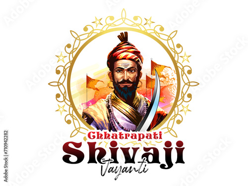 Vector illustration of Chhatrapati Shivaji Maharaj portrait poster. Celebration creative concept of Chhatrapati Shivaji jayanti.