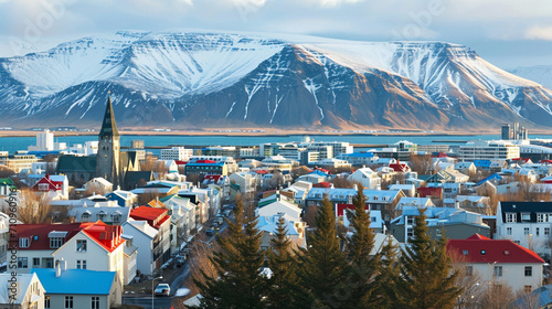 Reykjavik the capital city of Iceland. Generative AI