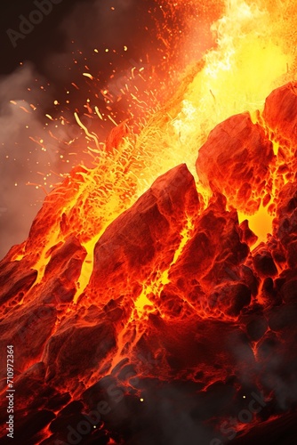 Lava Flowing Down Volcano