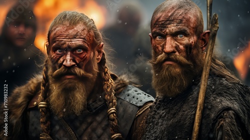 Viking warriors with eyes that are burning