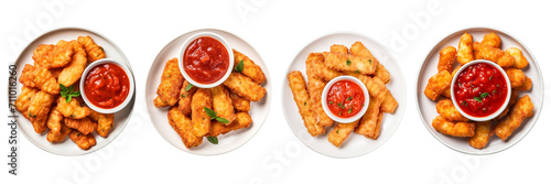 Set of Fried Panzerotti fritto on a plate top view isolated on a transparent background