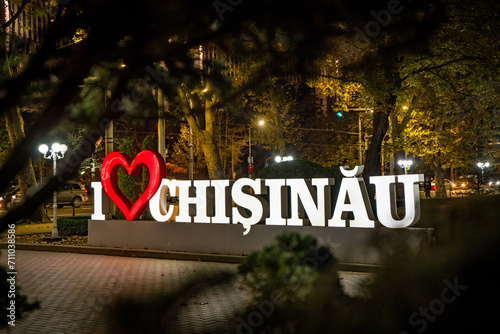 I love Chisinau sign in a park in moldova