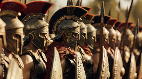 The Spartan army, draped in distinctive armor, moves with a synchronized rhythm, embodying the ess