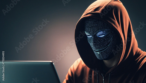 Underground Hacker with Hood on Dark Web