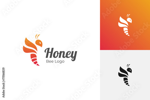 bee animals logo icon design, honey bee silhouette graphic symbol