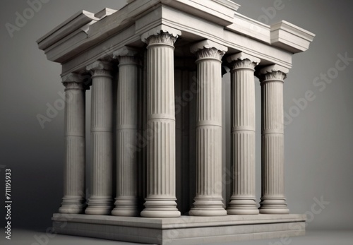 Bunch of doric column on plain white background from Generative AI