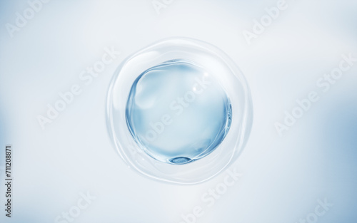Transparent blue liquid bubble, 3d rendering.