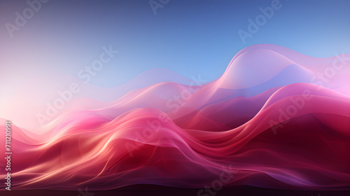 Simple elegant background wallpaper. Wave flow of silky misty pink, fuchsia and blue tones. 