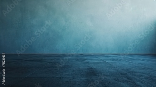 Empty room with blue concrete wall and floor. 