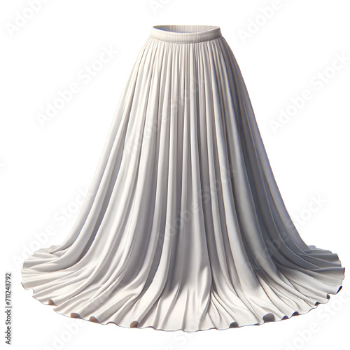 Isolated maxi skirt fashion piece of clothing on a transparent background, PNG File Format
