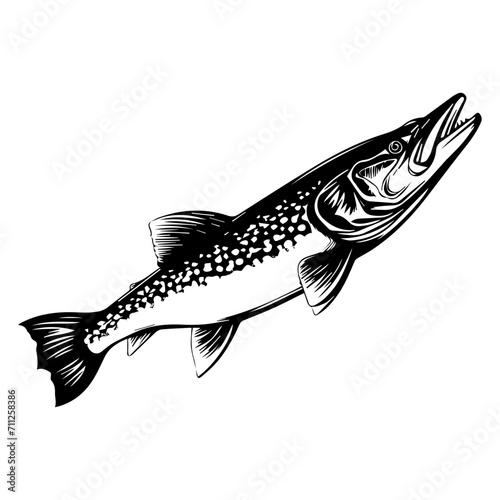 northern pike fish black silhouette logo svg vector, pike fish icon illustration.