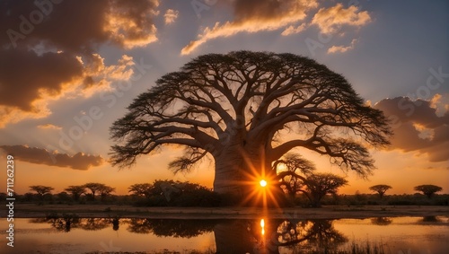 baobab tree and sunset