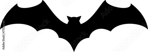 Halloween bat with spread wings silhouette