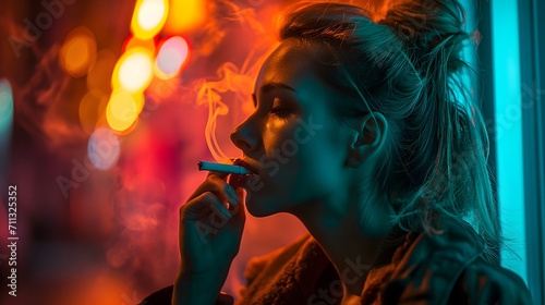 Woman smoking cigarette 