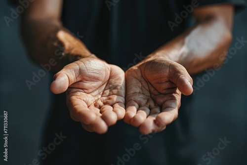close up man hands reaching together for helping and support and human rights of equality concept.