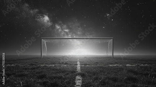 Capture the essence of soccer and football in a visually striking black and white field scene, perfect for sports-themed posters, greeting cards, headers, websites, and apps.