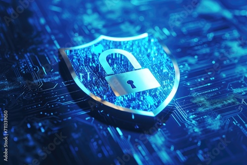 padlock key shield guard internet Data protection and cyber security digital era