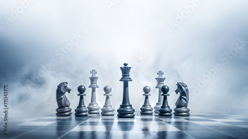 A group of chess like figures on a white background