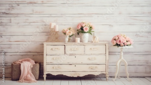 Shabby Chic bedrooms with distressed wooden dressers and vintage-style accessories.