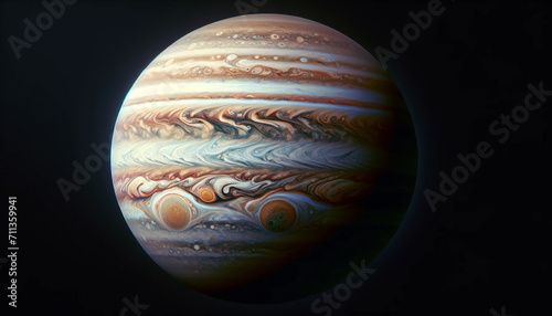Impresionante Foto del Planeta Júpiter con Detalles Hiperrrealistas de sus Tormentas y Bandas Atmosféricas - Imagen de Planeta del Sistema Solar, el Espacio y el Cosmos
