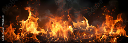 Fire flames on a dark background