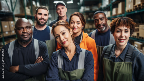 Portrait of a diverse group of warehouse workers