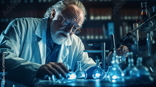 Senior male researcher carrying out scientific reseal