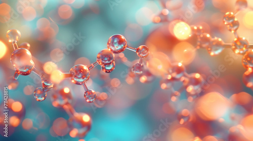 Scientific backdrop. Molecular structure at atomic level. Pastel background. Medical technology concept. Generative AI