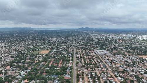 Gaborone residential houses aerial view in Botswana, Africa