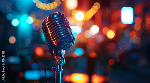 Microphone retro style for radio broadcast, entertainment or rock concert