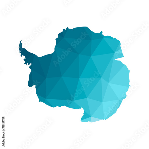 Vector isolated simplified map of Antarctica Continent. Blue gradient silhouettes, white background. Low poly style.