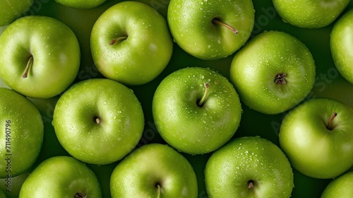 Fresh green Granny Smith apples fruit background image. 
