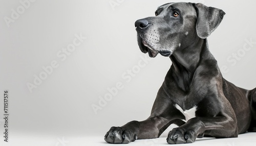 Capture the grandeur and majesty of a Great Dane in a dignified pose against a pristine white background, Great Dane Dog on white Background.