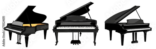 classical grand piano illustration on white backround