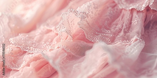A close up view of a pink dress adorned with delicate lace. Perfect for fashion and clothing related projects