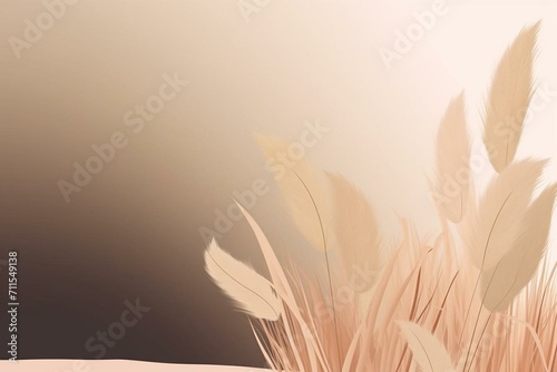 Illustration of beige pampas grass on a minimalist background. Generative AI