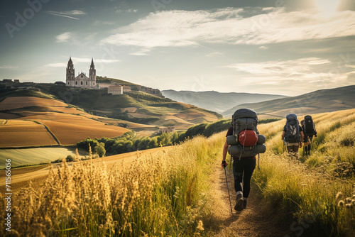 A pilgrimage along the historic Camino de Santiago trail, guiding spiritual seekers through picturesque landscapes and cultural encounters.