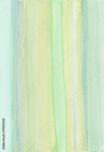 Pastel Watercolor Stripes in Blue, Green and Yellow, Abstract Background