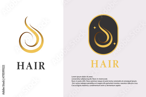 Abstract Hair Vector Logo Design Template Element