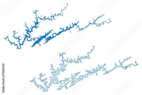 Norris Lake (United States of America, Tennessee) map vector illustration, scribble sketch Reservoir Norris Dam map