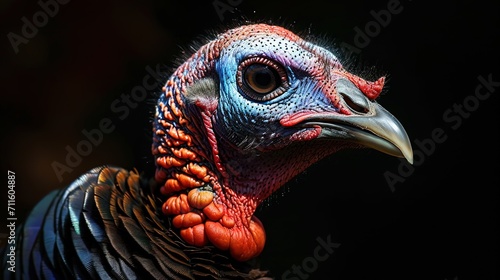 Closeup Turkey Isolated on Black