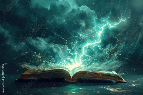 book with a lightning bolt