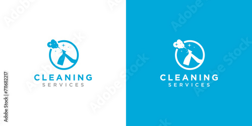 Cleaning service and maid logo for men and women. cleaning service design template