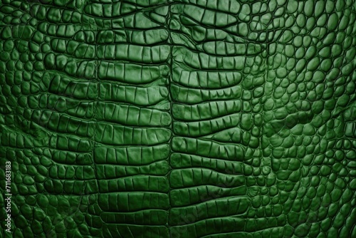 Green crocodile skin texture, closeup view